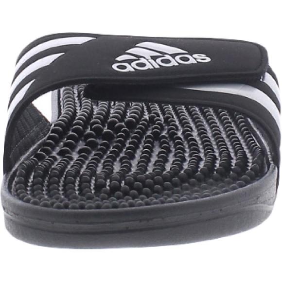 Adidas Mens Adissage Black Logo Slip on Flat Pool Slides Shoes NWT - Picture 3 of 3